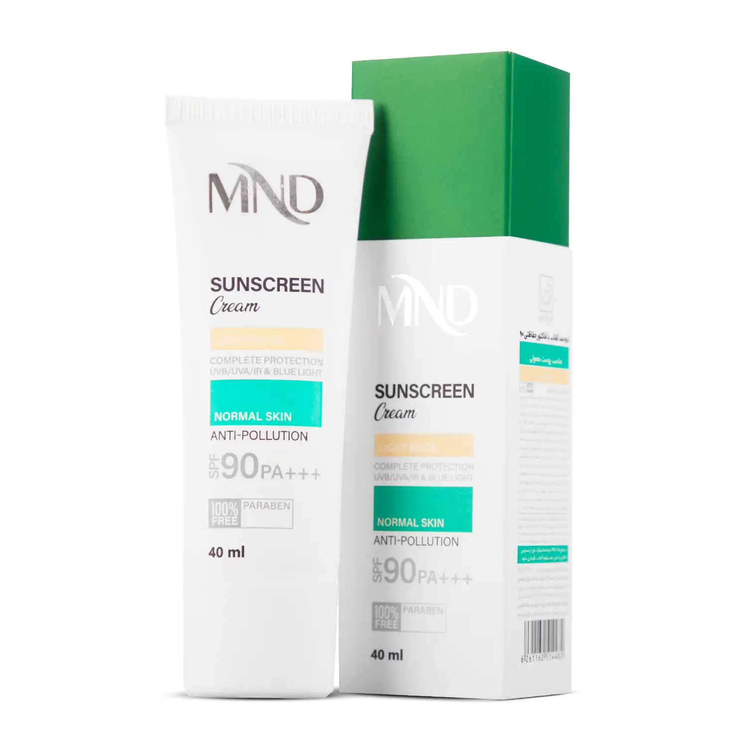 کرم ضد آفتاب با فاکتور حفاظتی 90 (SPF 90) بـژ روشن ام ان دی مناسب پوست معمولی حجم40 میلی لیتر